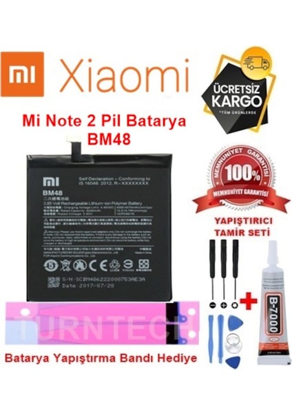 Xiaomi Mi Note 2 BM48 Batarya Pil Ebatında Senalstore fiyatları