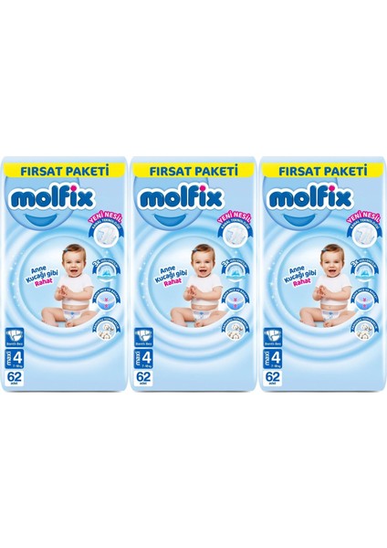 Bebek Bezi Beden: 4 (7- 14KG) Maxi 186 Adet Aylık Fırsat Pk