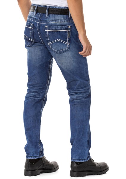 CD148 Yıkanmış Standart Kesim Mavi Erkek Kot Pantolon fırsatları