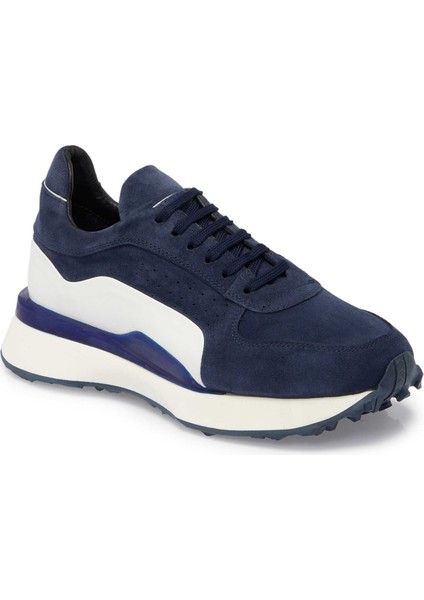 Lacivert Hakiki Süet Deri Erkek Sneaker - E24I1AY56713-D44
