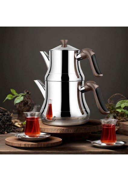 Lines Naz Mini Boy Çelik Çaydanlık Kristal Bronz
