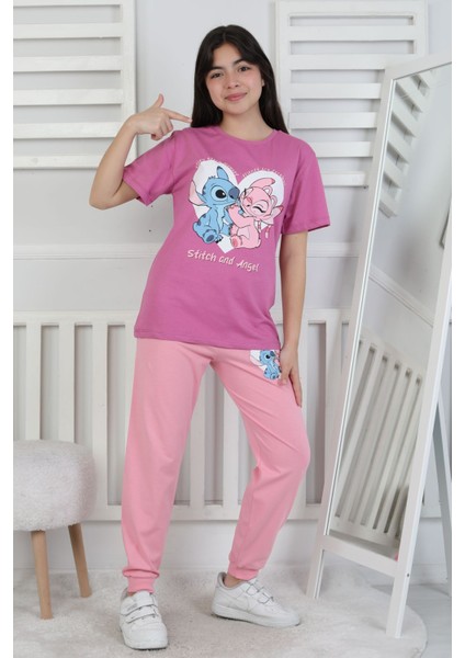 Friends Are Forewer Yazılı Kısa Kollu Kız Çocuk Pijama Takımı