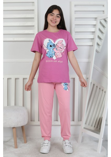 Friends Are Forewer Yazılı Kısa Kollu Kız Çocuk Pijama Takımı