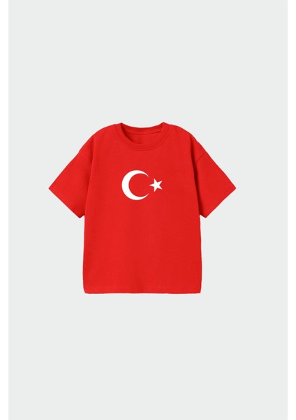 Türk Bayrağı Baskılı Kırmızı T-Shirt