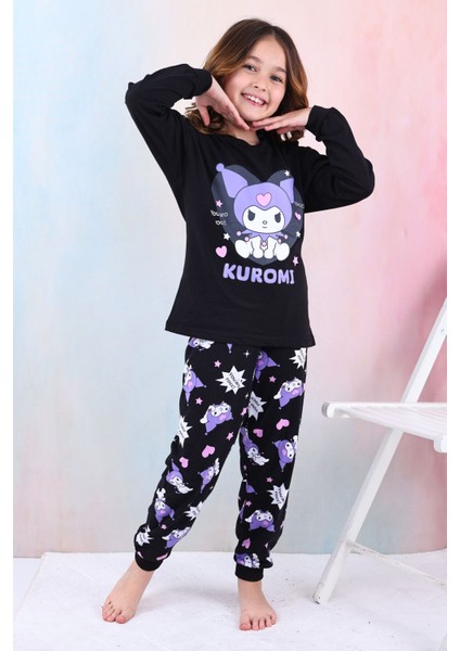 Kuromi Desenli Kız Çocuk Pijama Takımı Pembe 3-8 Yaş modelleri