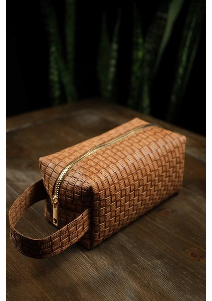 Dopp Kit Dallas - Hasır Örgü Baskılı Zarif El Çantası