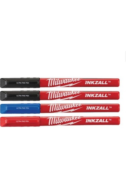 Milwauke Inkzall Ince Uçlu Siyah Mavi Kırmızı 4 Pr