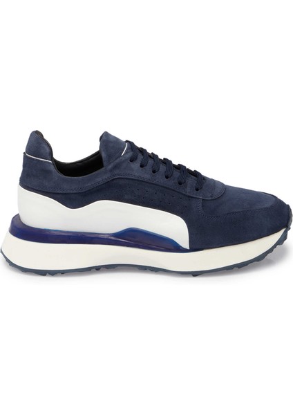 Lacivert Hakiki Süet Deri Erkek Sneaker - E24I1AY56713-D44