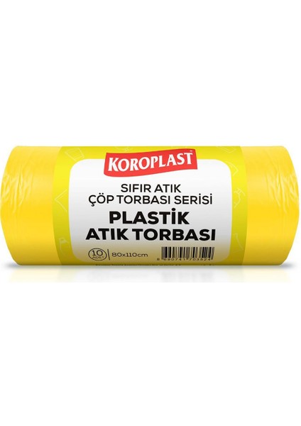 Plastik Atık Torbası 80 x 110 cm Sarı - 10 Adet