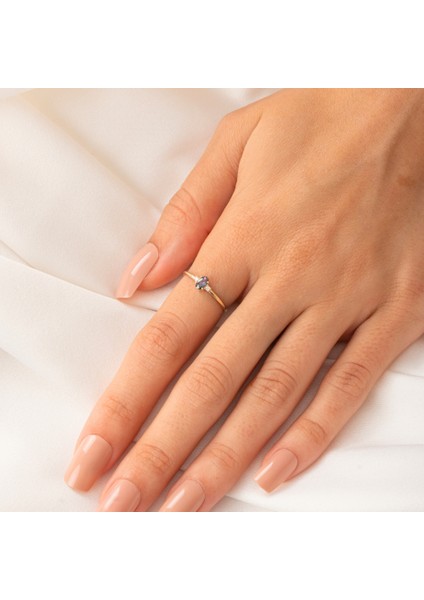 Gümüş Yüzük - 0,30CT Aleksandrit 0,10 Ct Pırlanta(Signty Taşlı)Minimal Oval Taşlı Tria Pırlanta Hediye Gümüş Yüzük indirimleri