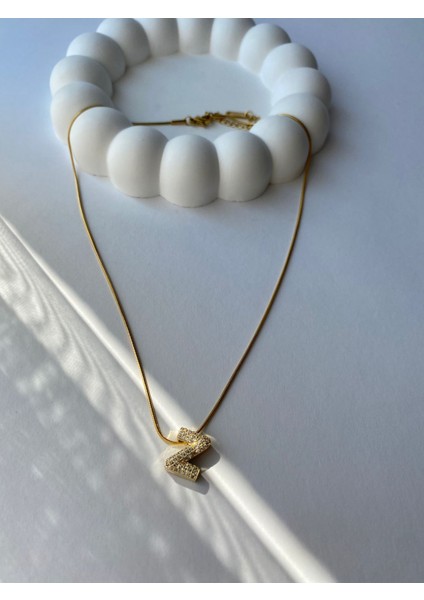 Çelik Zirkon Taşlı Harf Kolye modelleri