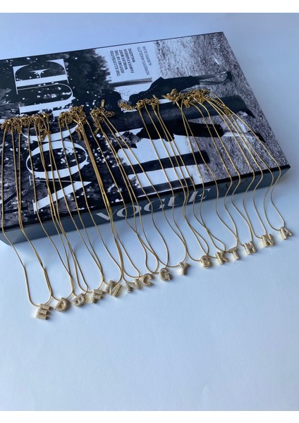 Çelik Zirkon Taşlı Harf Kolye