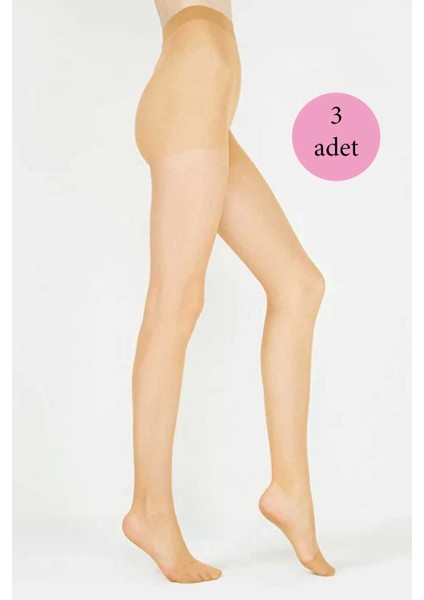 3 Adet Parlak Fit 15 Likralı Külotlu Çorap Ten