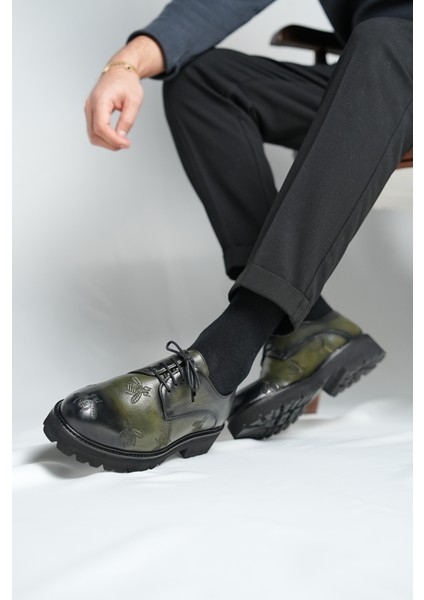 Bee Model Natural Deri Nakışlı Casual Ayakkabı