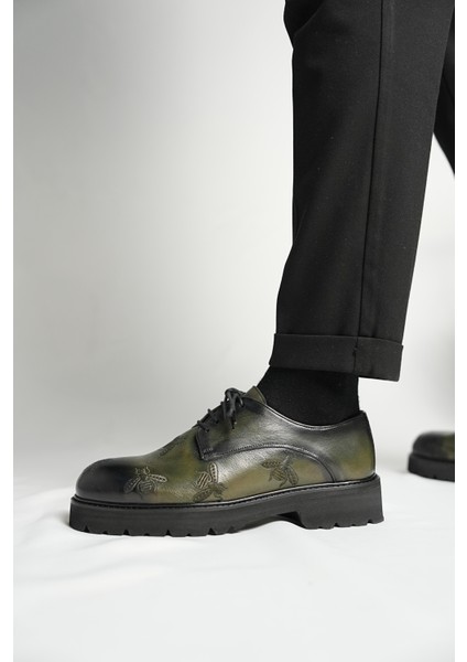 Bee Model Natural Deri Nakışlı Casual Ayakkabı modelleri