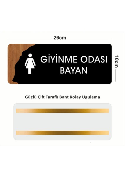 Giyinme Odası Bayan - Ofis Kapı Isimliği ,yönlendirme Levhası 26X10CM - Siyah&ceviz fiyatları