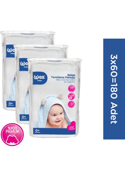Bebek Temizleme Pamuğu Seti (60x3 180 Adet)