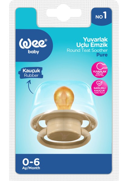 Pure Yuvarlak Uçlu Kauçuk Emzik No:1 Krem 0-6 Ay fiyatları