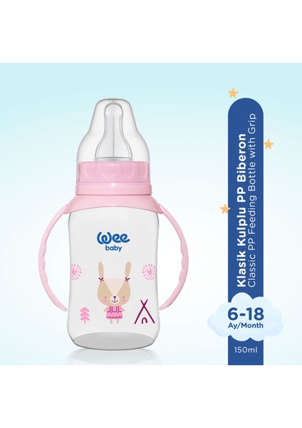 Klasik Kulplu PP Biberon 150 ml - PEMBE