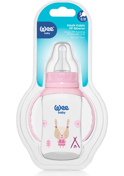 Klasik Kulplu PP Biberon 150 ml - PEMBE