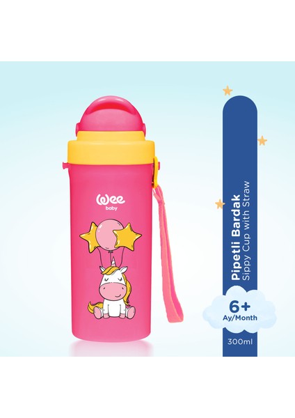 Pipetli Bardak 300 ml - PEMBE