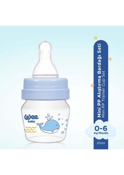 Mini PP Alıştırma Bardağı Seti 30 ml - MAVİ