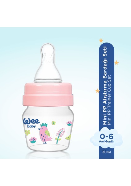Mini PP Alıştırma Bardağı Seti 30 ml - PEMBE