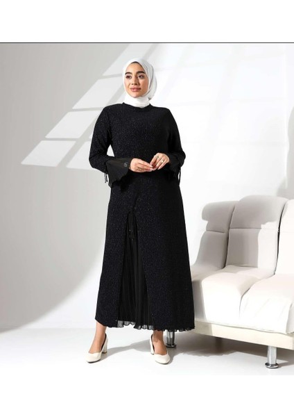 Linda Kadın Büyük Beden Simli Astarlı Anne Abiye Elbise