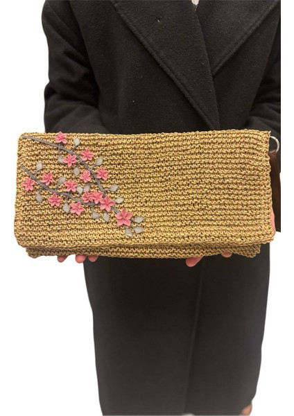 El Işi Iğne Oyası Detaylı Clutch El Çantası