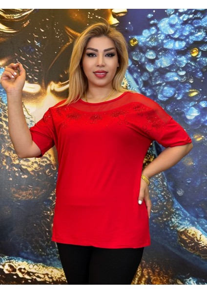 Bluz,pamuklu,yüksek Kaliteli,taş Işlemeli,kırmızı,dantel Yaka,yazlik fiyatları