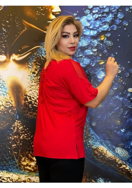 Bluz,pamuklu,yüksek Kaliteli,taş Işlemeli,kırmızı,dantel Yaka,yazlik modelleri