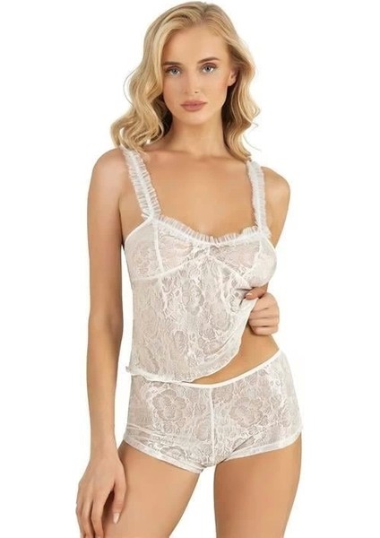 Aria's Closet Ekru Saten Şort Takımı 9221