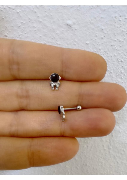 1 Adet Astronot Tragus Helix Kıkırdak Lobe Uyumlu Piercing Küpe