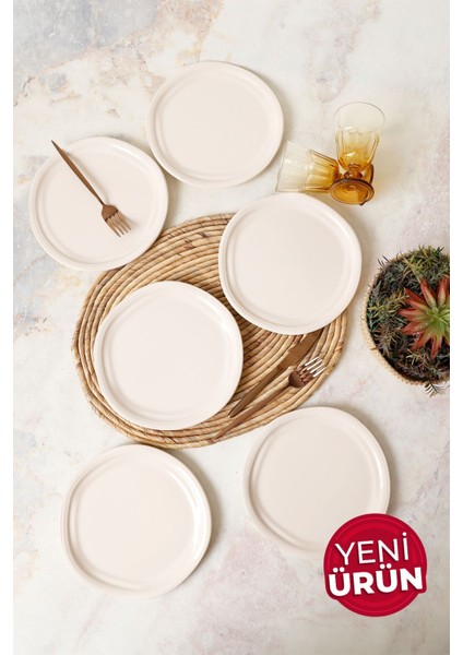 Krem Bloom Pasta Tabağı 24 cm 6 Adet 030
