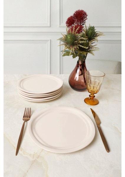 Krem Bloom Pasta Tabağı 24 cm 6 Adet 030