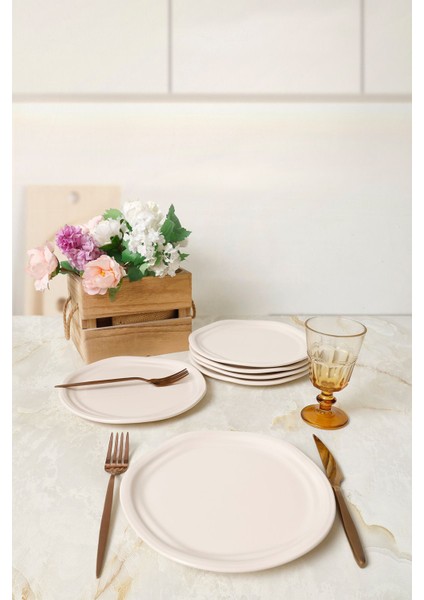 Krem Bloom Pasta Tabağı 24 cm 6 Adet 030