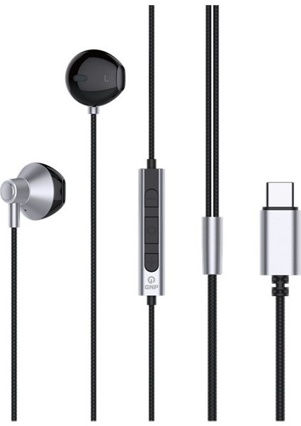 Type-C Kapsül Kablolu Kulaklık Gri
