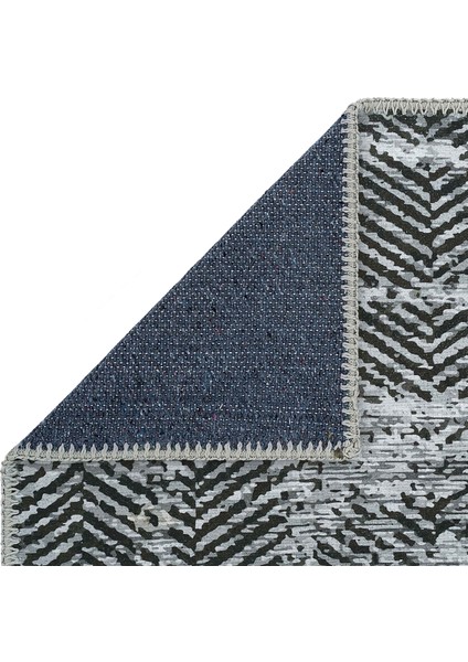 Lumina Antrasit Zigzag Desen Modern Spor Halı Yıkanabilir Şönil Oturma Odası Salon Balkon Halısı