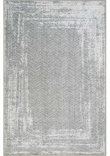 Lumina Gri Zigzag Desen Modern Spor Halı Yıkanabilir Dokuma Şönil Oturma Odası Salon Balkon Halısı