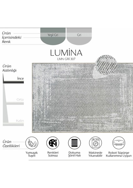 Lumina Gri Zigzag Desen Modern Spor Halı Yıkanabilir Dokuma Şönil Oturma Odası Salon Balkon Halısı
