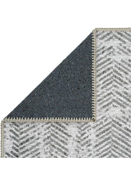 Lumina Gri Zigzag Desen Modern Spor Halı Yıkanabilir Dokuma Şönil Oturma Odası Salon Balkon Halısı