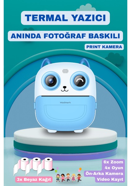 Çocuk Fotoğraf Makinesi Dijital Hd Video Kamera Anlık Termal Resim Kağıt Baskılı Yazıcı