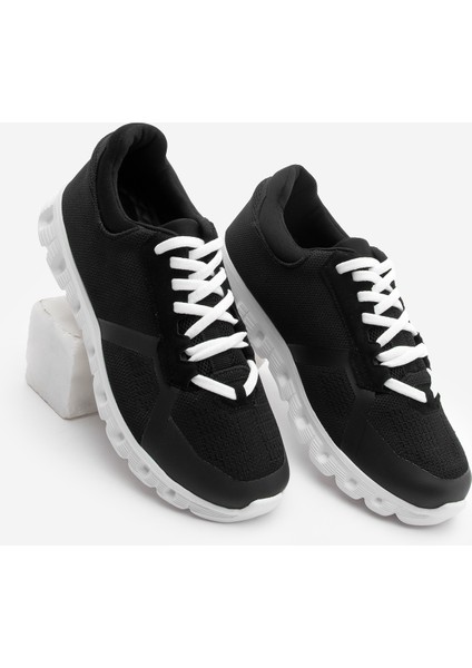 Kadın Sneaker Örgü Triko Koşu Ve Yürüyüş Spor Ayakkabı Fenlas Siyah