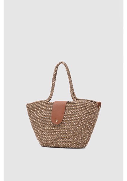 Duffy Kahve Kapaklı Handmade Hasır Tote Çanta fiyatları