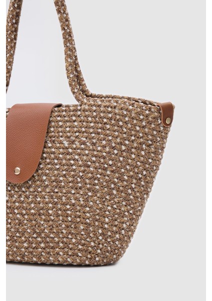Duffy Kahve Kapaklı Handmade Hasır Tote Çanta fırsatları