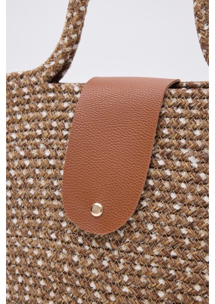 Duffy Kahve Kapaklı Handmade Hasır Tote Çanta indirimleri