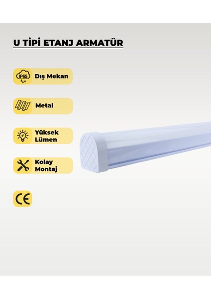 54W U Tipi Etanj Armatür 6500K Beyaz Işık - IP65