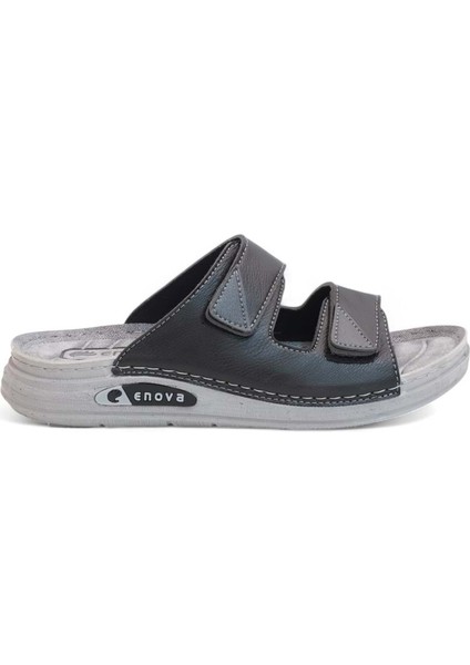 2166-ENOVA Çift Cırtlı Tam Anatomik Tabanlı Günlük,umre ve Hac Için Uyumlu Erkek Terlik - NKT02166-SIYAH-42