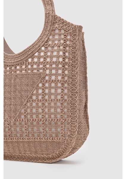 Vicolo Handmade Makrome Tote Çanta Vizon fırsatları