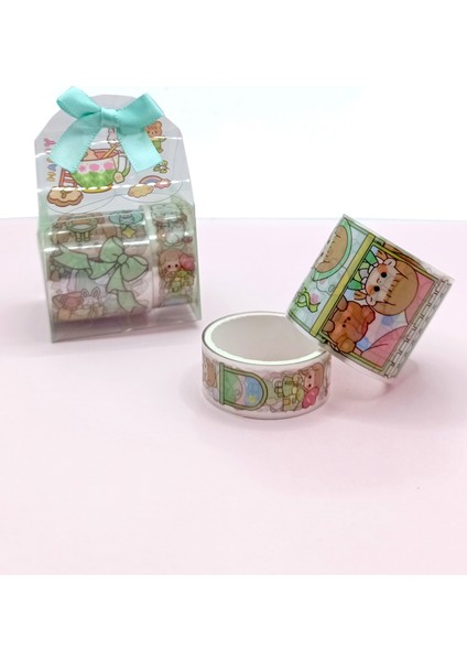 Fiyonk Çantalı Şirin Kız Ayı Tavşan Şeffaf Desenli Bant - Yeşil fiyatları